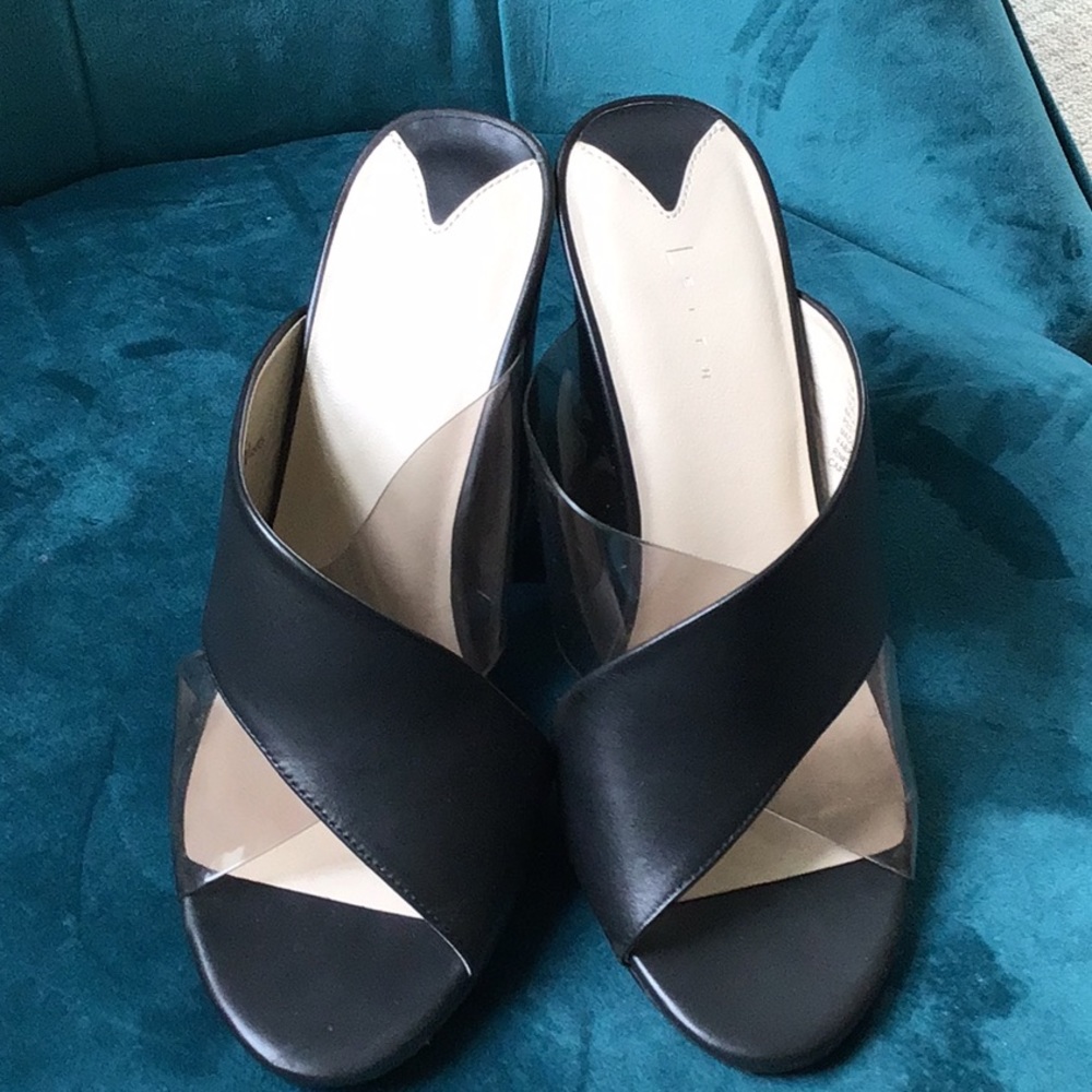Leith black leather mule heel